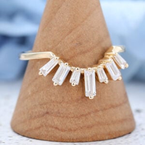 Curved Vintage Solid Yellow gold wedding band-5