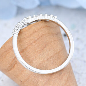 Curved White gold moissanite wedding band-4