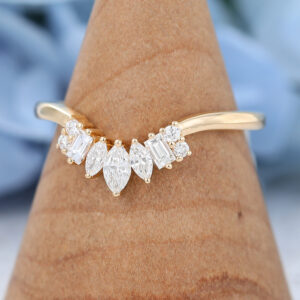 Diamond Yellow Gold Curved Wedding Band-2