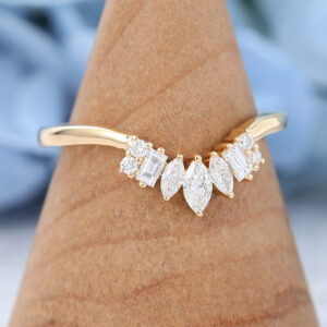 Diamond Yellow Gold Curved Wedding Band-3