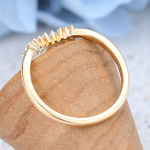 Diamond Yellow Gold Curved Wedding Band-5