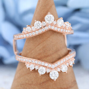 Double Curved rose gold Moissanite wedding bands -3