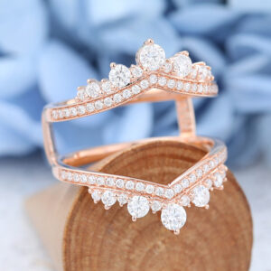Double Curved rose gold Moissanite wedding bands -4