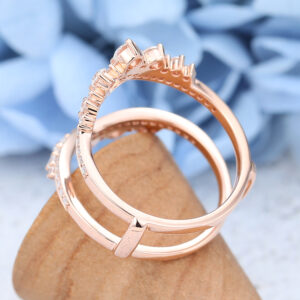 Double Curved rose gold Moissanite wedding bands -5