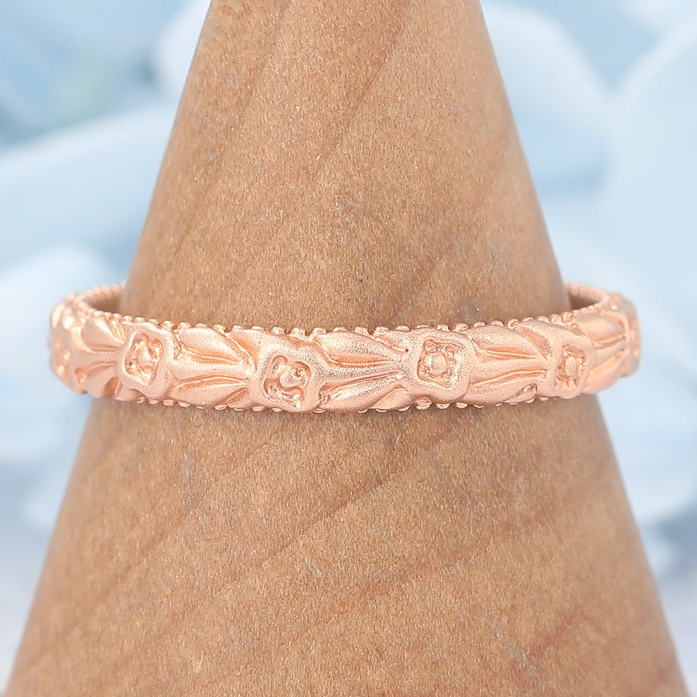 Matte Finish Vintage Wedding Band Solid Ring Matching Stacking