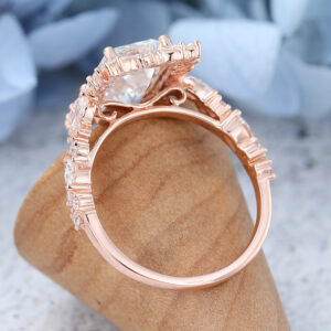 Rose Gold Emerald cut Moissanite Engagement Ring-6