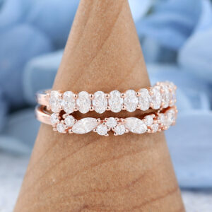 Rose Gold Marquise Cut Moissanite Wedding Band -3