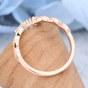 Rose Gold Marquise cut Moissanite wedding band -1