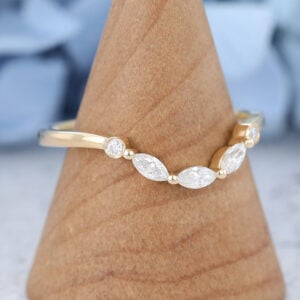 Rose Gold Marquise cut Moissanite wedding band-2
