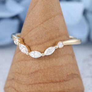 Rose Gold Marquise cut Moissanite wedding band-3