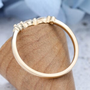 Rose Gold Marquise cut Moissanite wedding band-5
