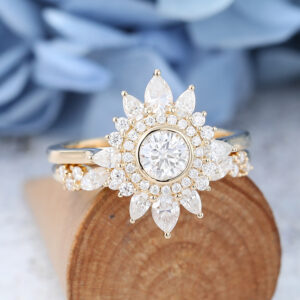 Rose Gold Moissanite Engagement Ring Set-5