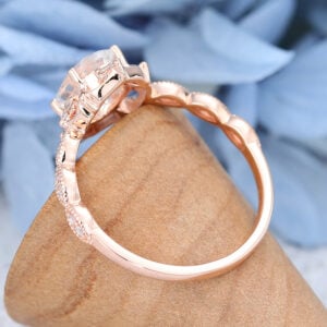 Rose Gold Oval cut Moonstone Engagement ring -5