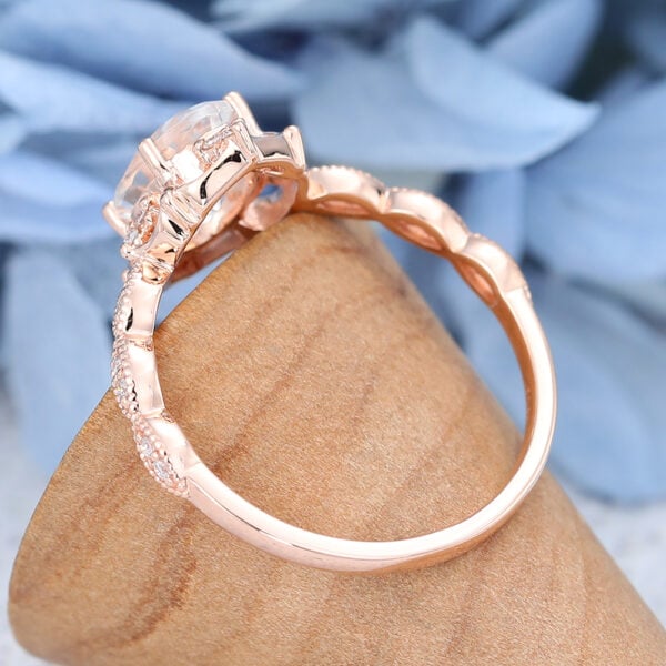 Rose Gold Oval cut Moonstone Engagement ring -5