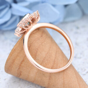 Rose Gold Pear Shaped Moss Agate Engagement ring -6