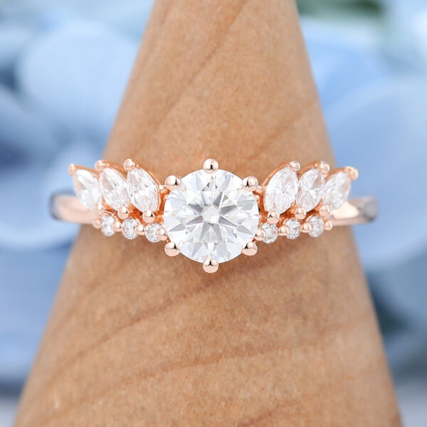 Unique Rose Gold Moissanite Engagement Rings Vintage Engagement Ring Marquise Diamond Wedding Bridal Promise Anniversary Delicate Ring