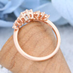 Unique Rose Gold Moissanite Engagement Rings Wedding Bridal Promise Anniversary Delicate Ring