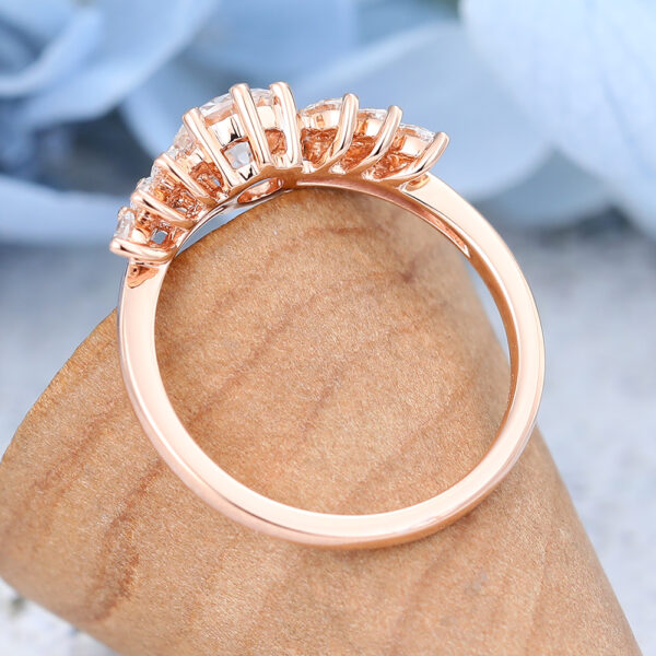 Unique Rose Gold Moissanite Engagement Rings Wedding Bridal Promise Anniversary Delicate Ring