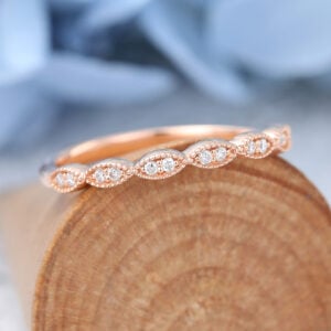 Rose Gold Round cut Moissanite wedding band -4