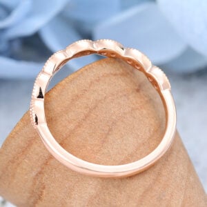 Rose Gold Round cut Moissanite wedding band -5