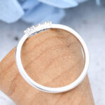 White Gold Diamond Curved Wedding Band Simple Vintage Stacking Band Bridal Anniversary Band