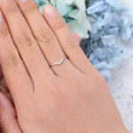 White Gold Diamond Curved Wedding Band Simple Vintage Stacking Band Bridal Anniversary Band