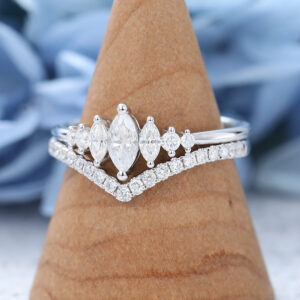 White Gold Marquise Cut Moissanite Engagement-2