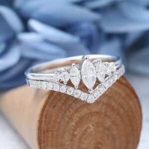 White Gold Marquise Cut Moissanite Engagement-4