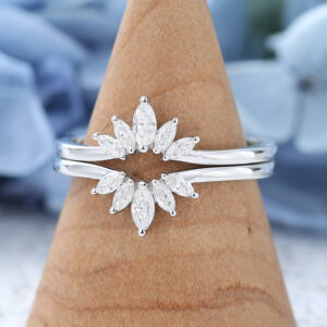 White Gold Marquise Cut Moissanite Wedding Band -3