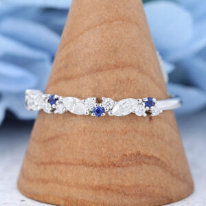 White Gold Marquise cut Moissanite Wedding Band-2