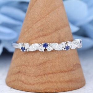 White Gold Marquise cut Moissanite Wedding Band-3