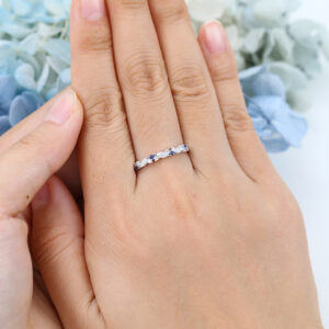 White Gold Marquise cut Moissanite Wedding Band-6