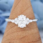 Oval Moissanite Engagement Ring Vintage Diamond Cluster Ring White Gold Marquise Cut Wedding Ring Unique Bridal Promise Anniversary Ring