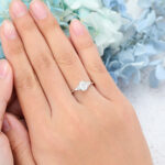 Oval Moissanite Engagement Ring Vintage Diamond Cluster Ring White Gold Anniversary Ring
