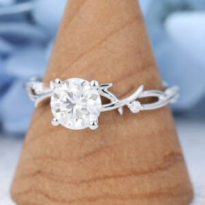 White Gold Round cut Moissanite Engagement Ring -3
