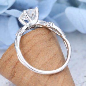 White Gold Round cut Moissanite Engagement Ring -6