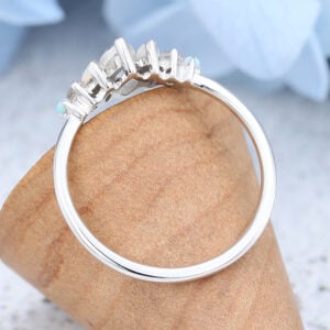 White Gold marquise cut moonstone Engagement Ring-4