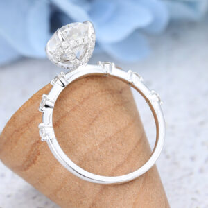 White Gold oval cut Moissanite Engagement Ring-6
