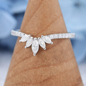 White gold Marquise cut Moissanite wedding band-1