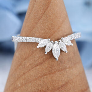 White gold Marquise cut Moissanite wedding band-2