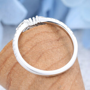 White gold Marquise cut Moissanite wedding band-4