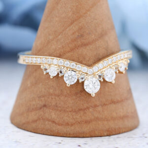 Yellow Gold Curved Moissanite Wedding Band-3