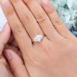 Marquise cut Moissanite Engagement Ring Vintage Unique Yellow Gold