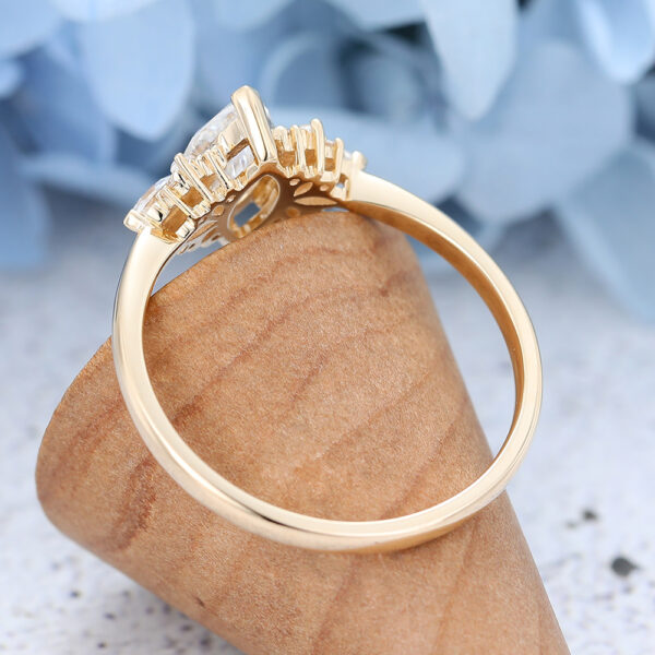 Marquise cut Moissanite Engagement Ring Vintage Unique Yellow Gold
