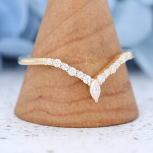 Yellow Gold Marquise cut Moissanite wedding band-4