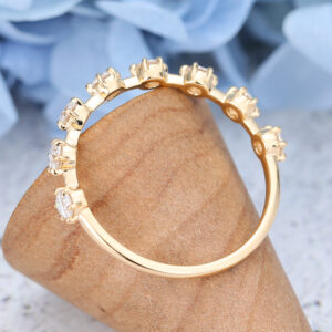 Yellow Gold Round cut Moissanite wedding band-5