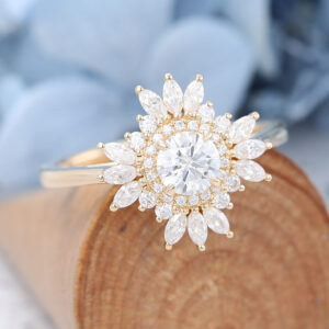Yellow Gold Vintage Moissanite engagement ring-3