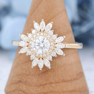 Yellow Gold Vintage Moissanite engagement ring-5
