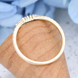 Yellow gold Marquise cut Moissanite wedding band-5