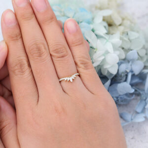 Yellow Gold Marquise Moissanite Wedding Band Unique Half Eternity Band Matching Stacking Ring